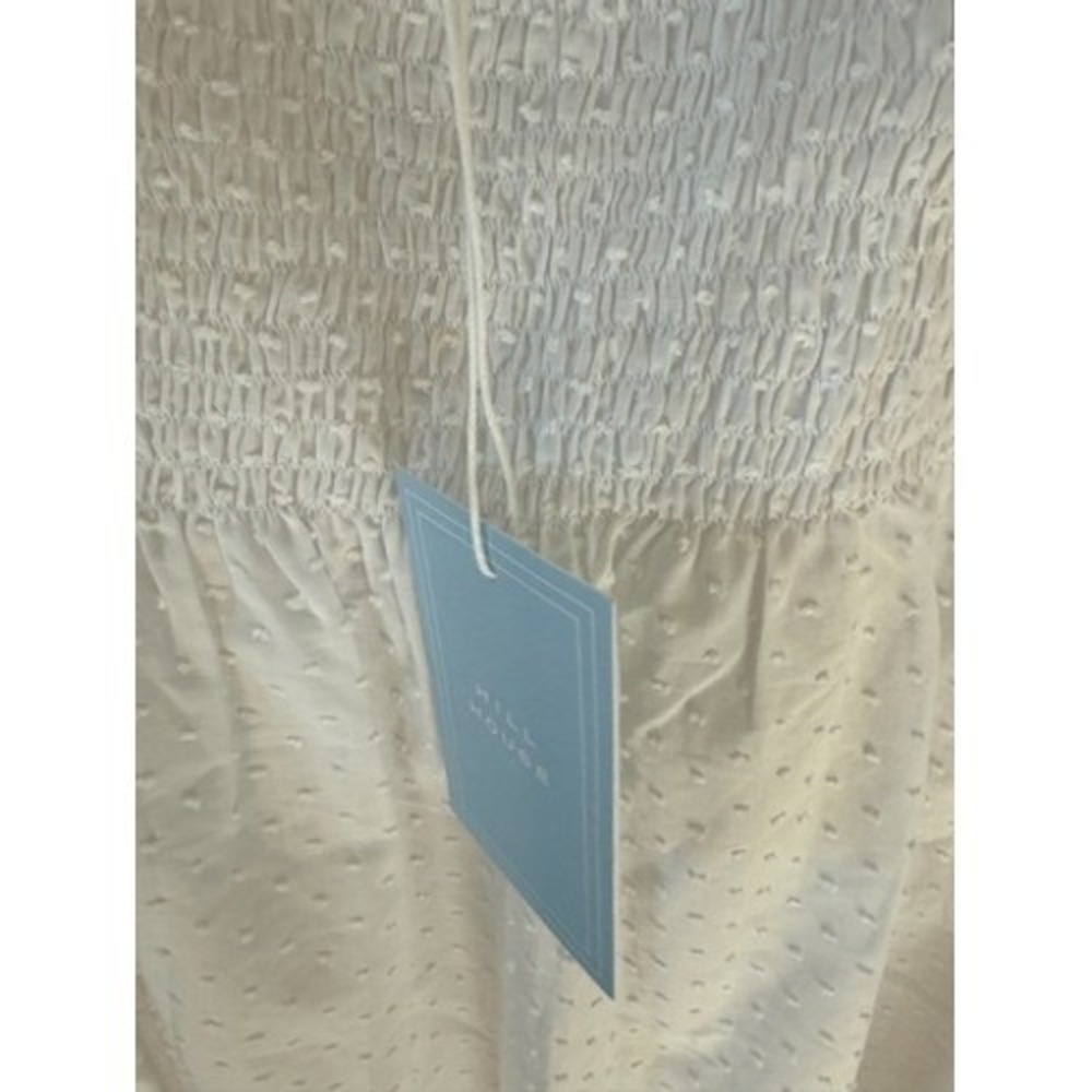 Hill House Home The Nap Dress White Swiss Dot Smocked Puff Sleeve Mini Cotton XS - Picture 4 of 6